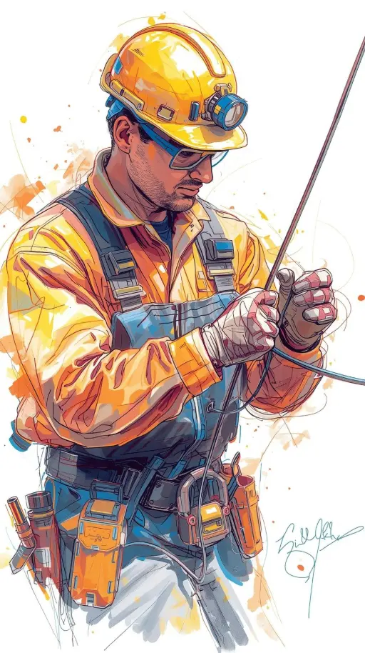 Électricien en tenue de travail et EPI