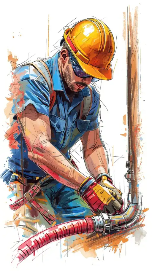 Plombier en tenue de travail et EPI