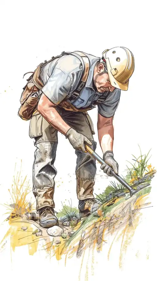 Paysagiste au travail avec ses vêtements de travail et EPI