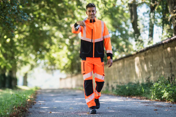 Ouvrier en vêtements de travail haute visibilité certifiés