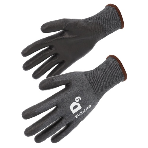 Gant PEHD, coupure D, Paume enduite PU,Jauge 18 (lot de 10 paires) – Singer PHD18PUB